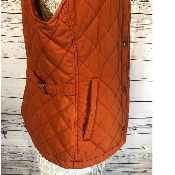 L.L. Bean Quilted Orange Fall Vest With brown corduroy collar size XL - Picture 5 of 12